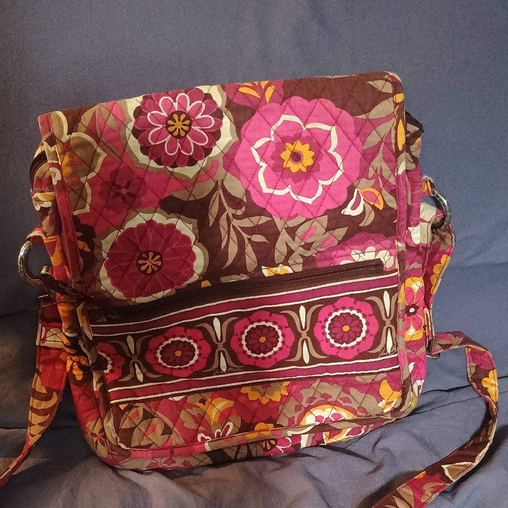 Vera Bradley Floral Crossbody Bag in Pink and Brown